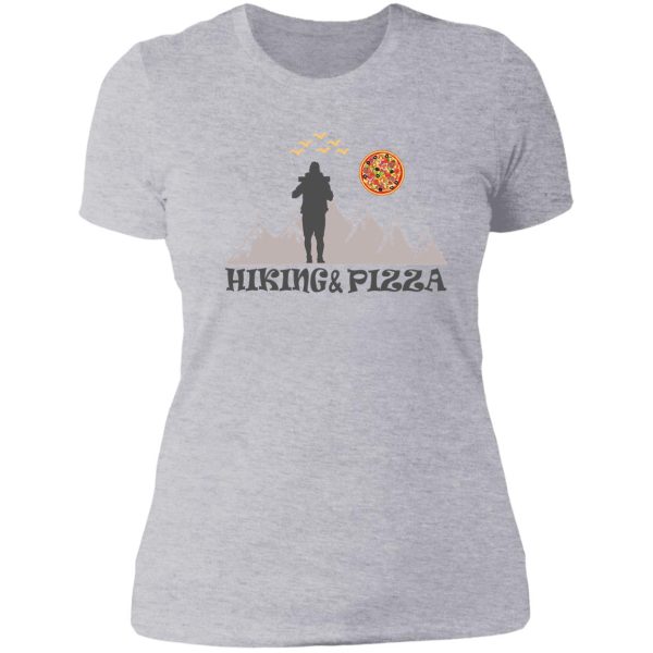 funny hiking and pizza lady t-shirt