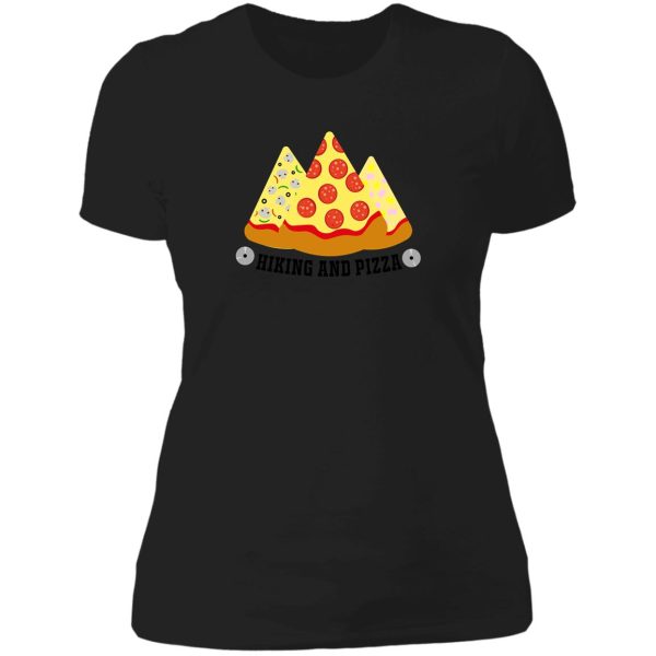 funny hiking and pizza lady t-shirt