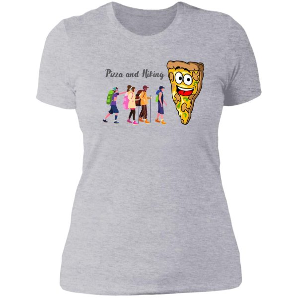 funny hiking and pizza lady t-shirt