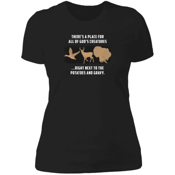 funny hunting hunter eat meat bbq grillmaster gift lady t-shirt