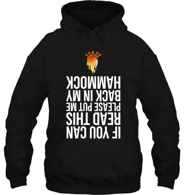 funny if you can read this put me back camp camping hammock hoodie