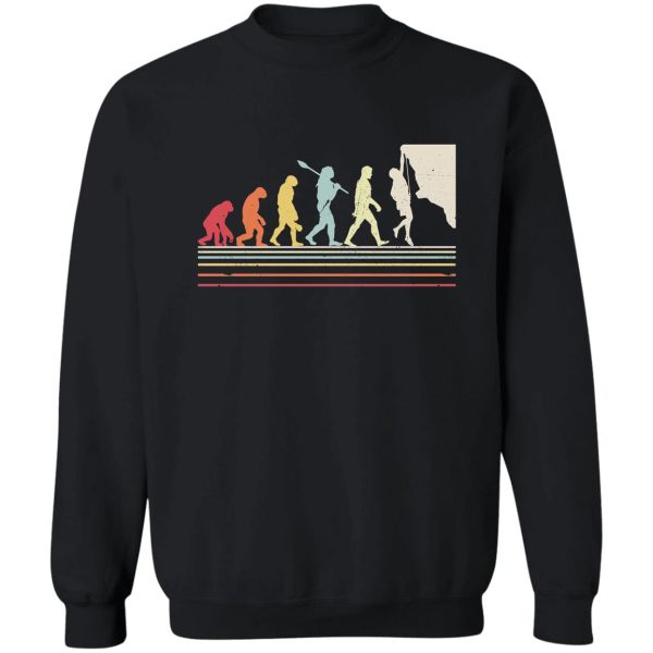 funny rock climbing evolution sweatshirt