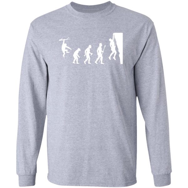 funny rock climbing evolution t shirt long sleeve