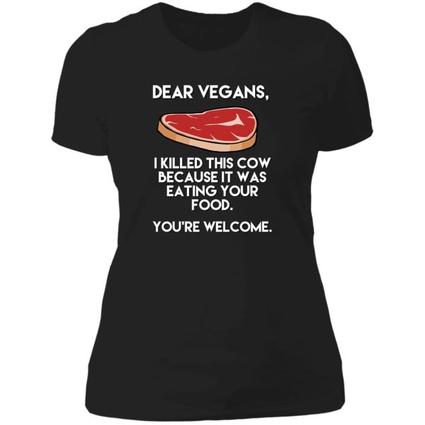 funny sarcastic vegan graphic design lady t-shirt