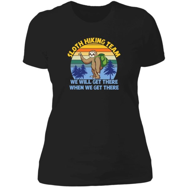 funny sloth hiking team lady t-shirt