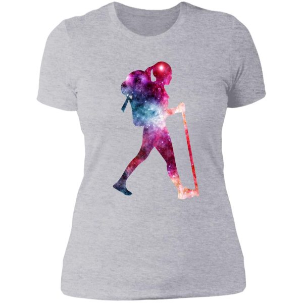 galaxy hiking vector lady t-shirt