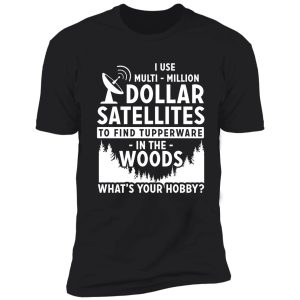 geocaching tees: satellites in the woods shirt