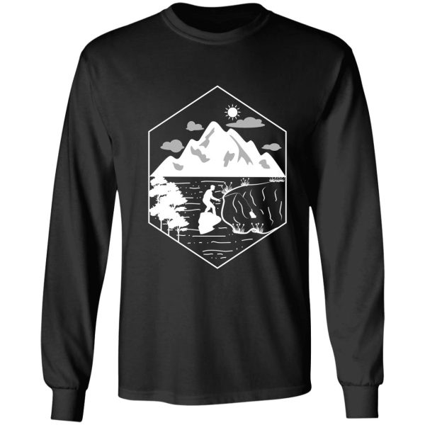 geometric mountain and tree camping life long sleeve