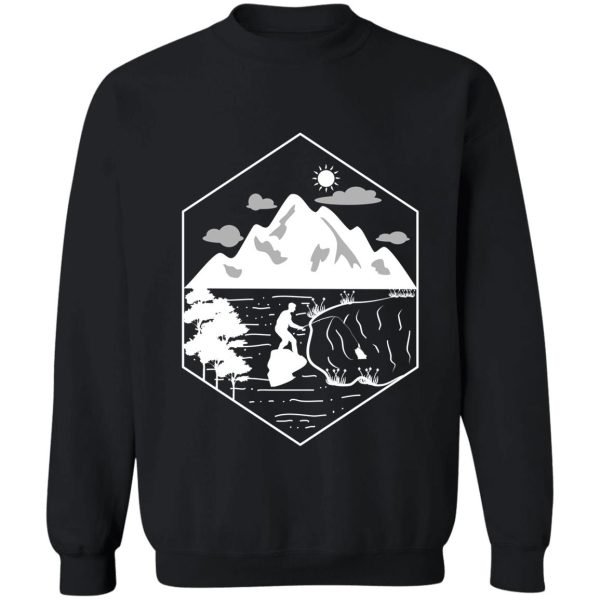 geometric mountain and tree camping life sweatshirt