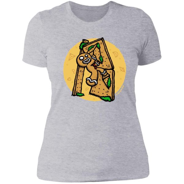 gingerbread woody rock climbing bouldering lady t-shirt