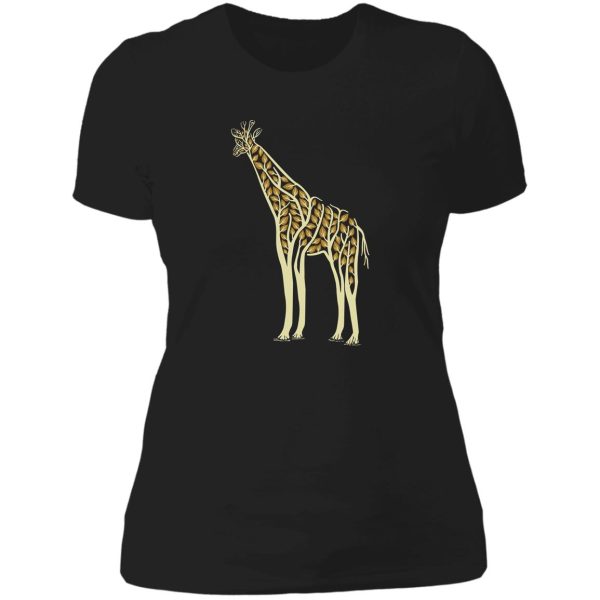 giraffe wilderness tree lady t-shirt