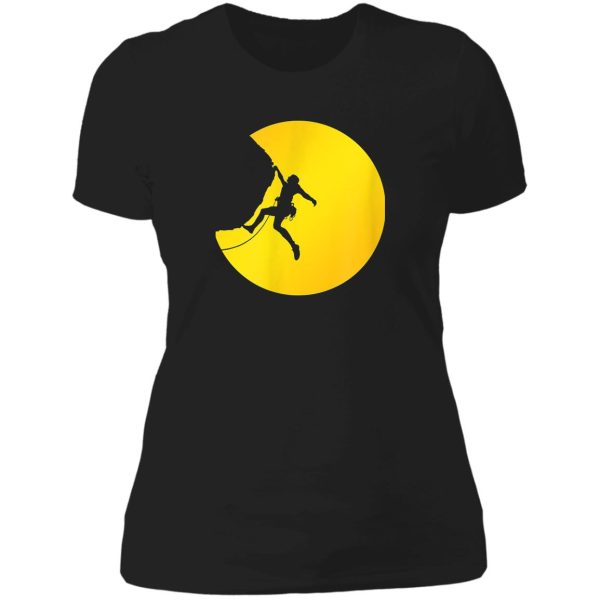 girl climbing sun rock climber lady t-shirt