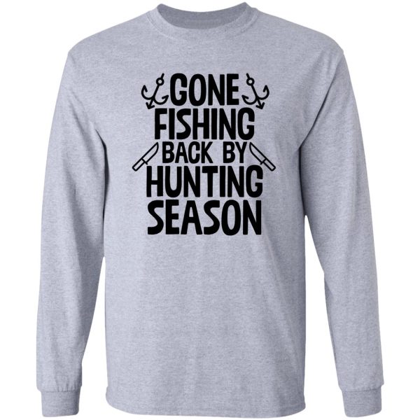 gone fishing art camper fisher hunter long sleeve