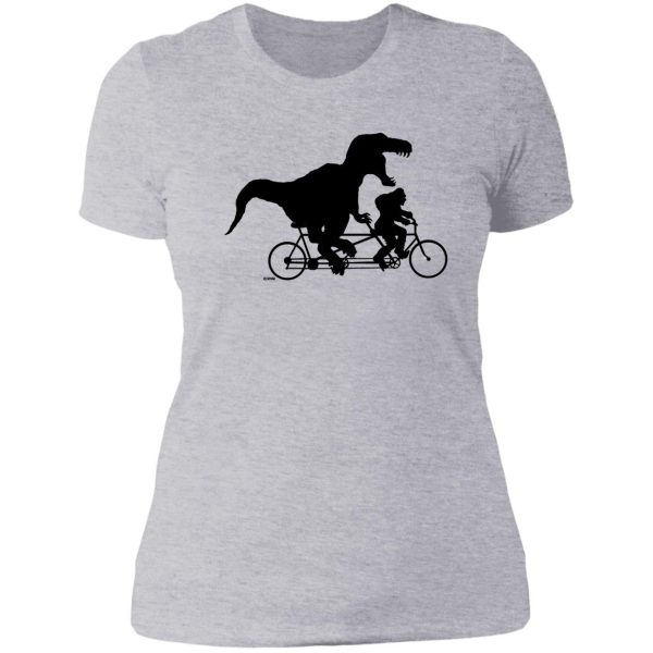 gone squatchin cycling with t-rex lady t-shirt