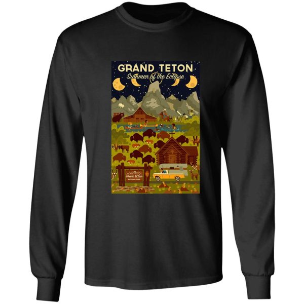 grand teton national park - summer of the eclipse - travel decal long sleeve