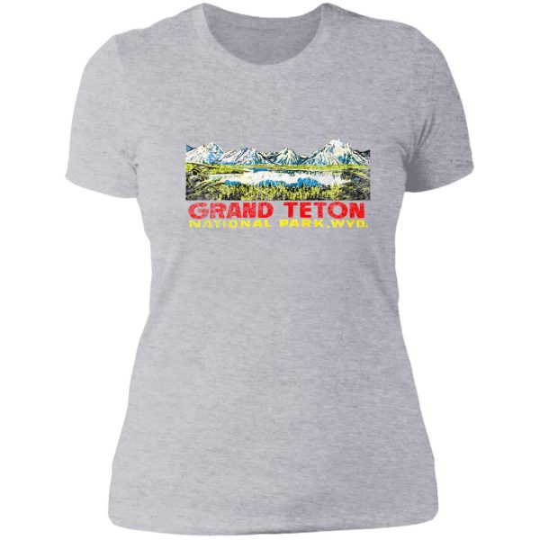 grand teton national park vintage travel decal 2 lady t-shirt