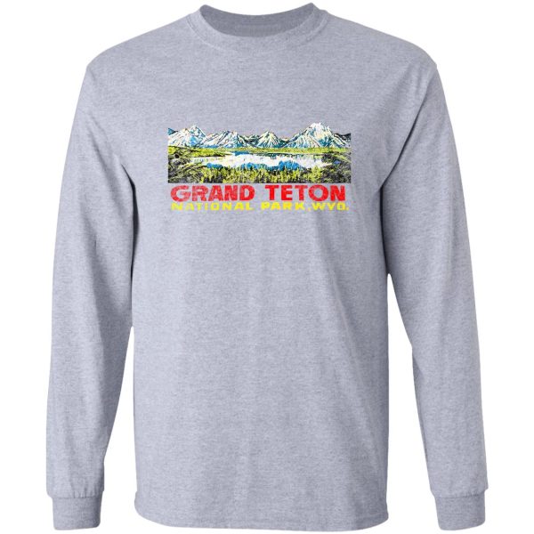 grand teton national park vintage travel decal 2 long sleeve