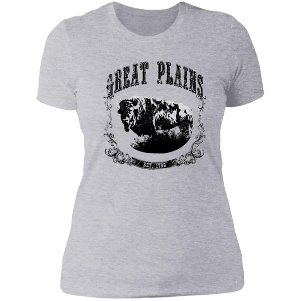 great plains bison print black lady t-shirt