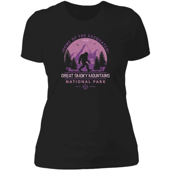 great smoky mountains national park home of the sasquatch lady t-shirt