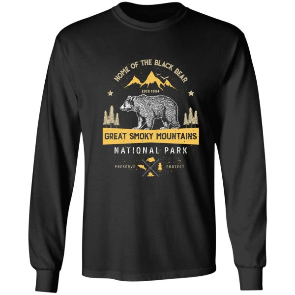 great smoky mountains national park shirt bear vintage gift ideas t-shirt long sleeve