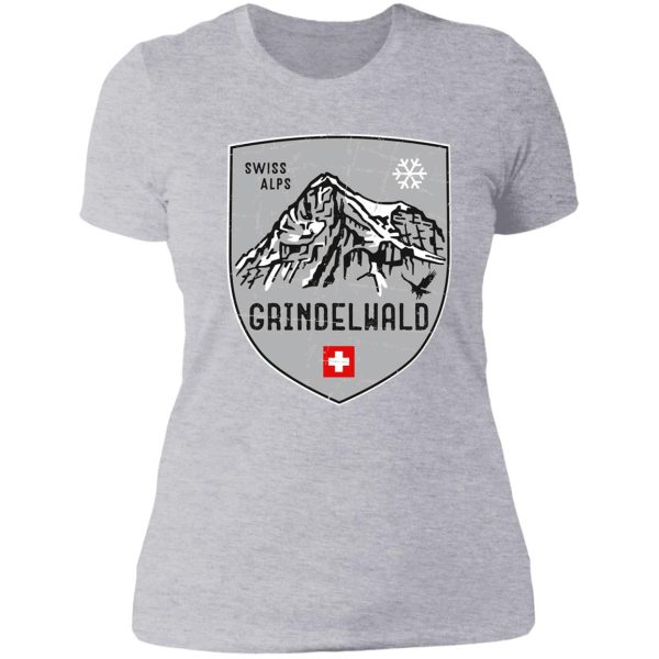 grindelwald mountain switzerland emblem lady t-shirt