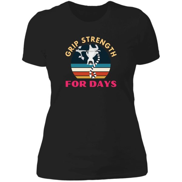 grip strength for days. monkey. funny climbing lady t-shirt