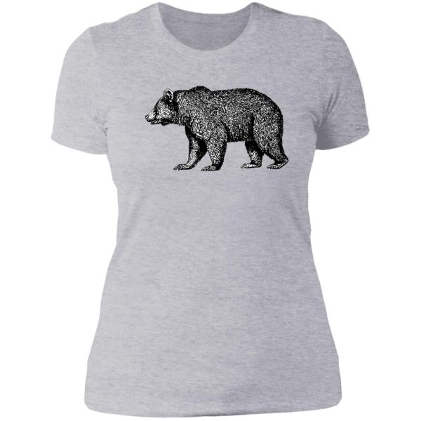 grizzly bear cabin decor and wear lady t-shirt