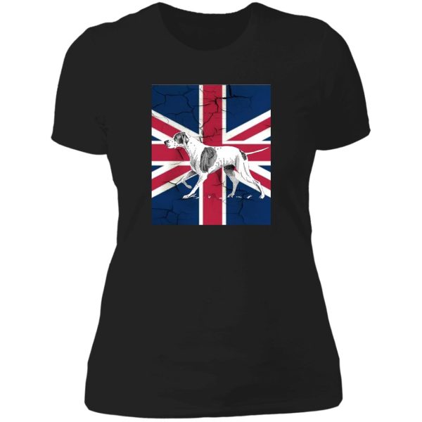 grunge uk fashion union jack flag english pointer lady t-shirt