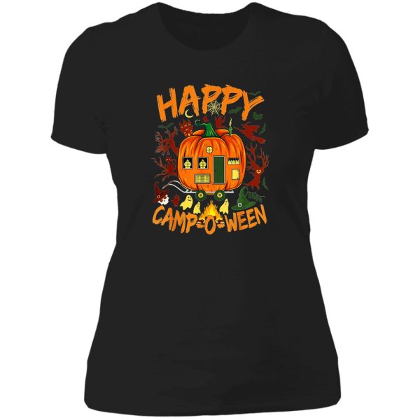 happy camp-o-ween funny halloween camping camper gift lady t-shirt