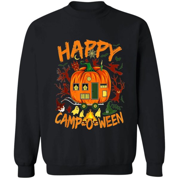 happy camp-o-ween funny halloween camping camper gift sweatshirt