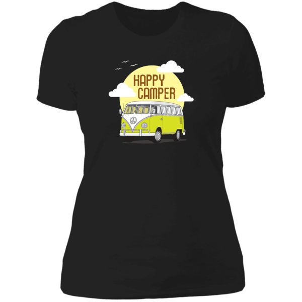 happy camper camping lady t-shirt