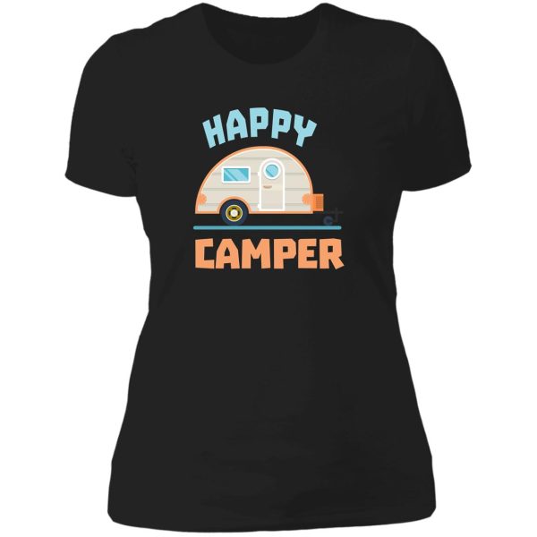 happy camper camping lady t-shirt