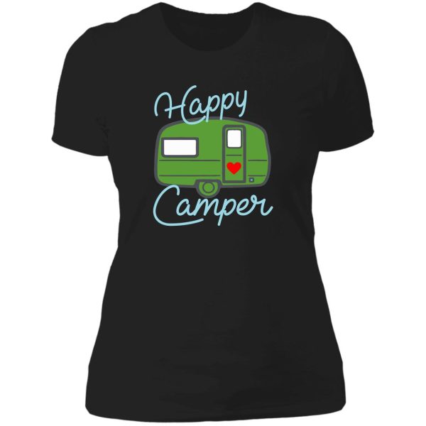 happy camper camping lady t-shirt