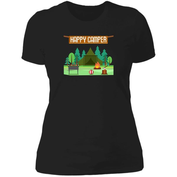 happy camper camping lady t-shirt