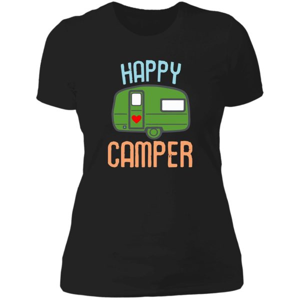 happy camper camping lady t-shirt