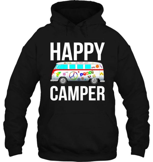 happy camper camping van peace sign hippies 1970s campers hoodie