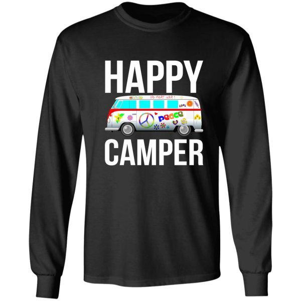 happy camper camping van peace sign hippies 1970s campers long sleeve