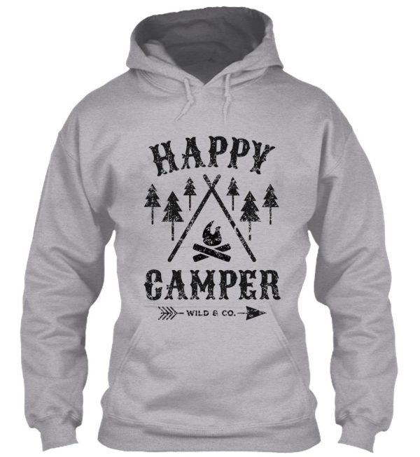 happy camper distressed black hoodie