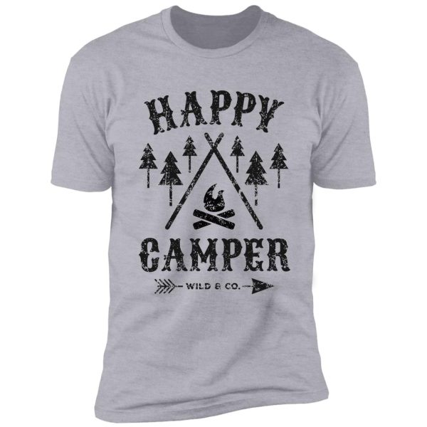 happy camper distressed black shirt