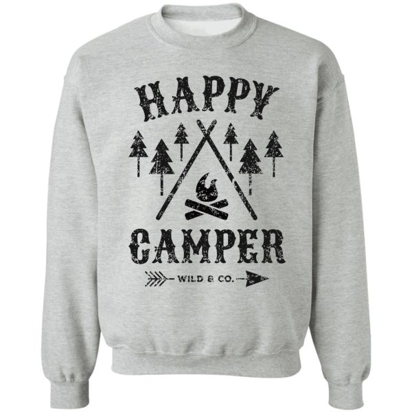 happy camper distressed black sweatshirt