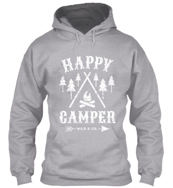 happy camper distressed white hoodie