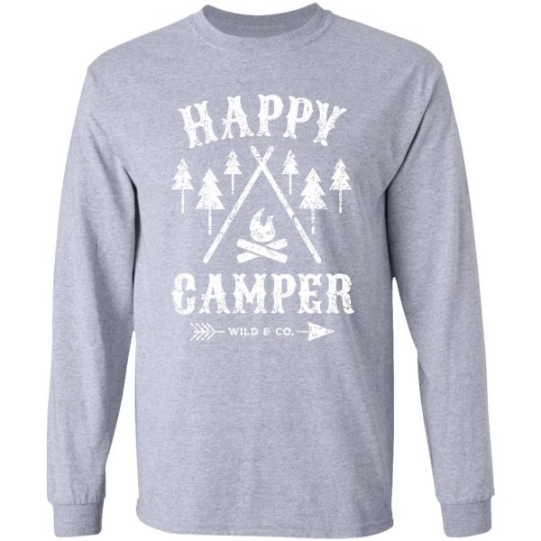happy camper distressed white long sleeve