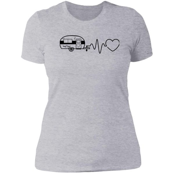 happy camper happy camper heartbeat camper heartbeat lady t-shirt