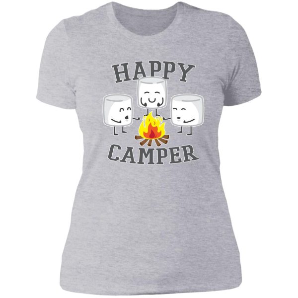 happy camper marshmallows design lady t-shirt