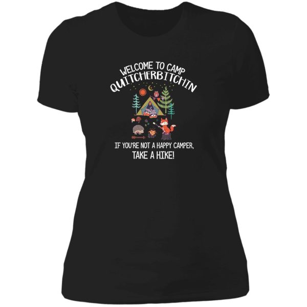 happy camper quitcherbitchin funny camping lady t-shirt