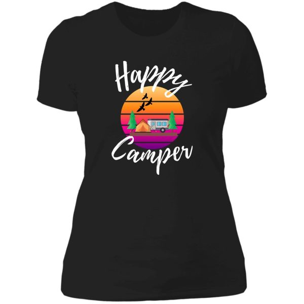 happy camper retro - rv life lady t-shirt