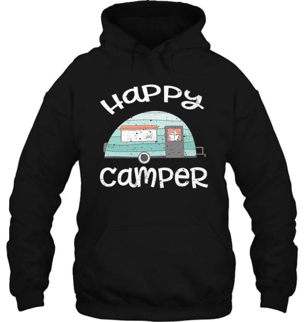 happy camper retro trailer rv caravan camping hoodie