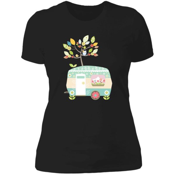 happy camper van lady t-shirt