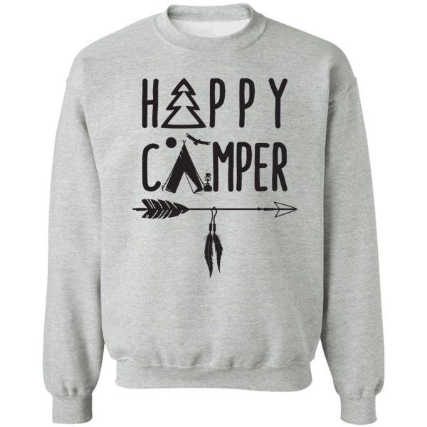 happy camper w tent tree bow arrow & feathers sweatshirt