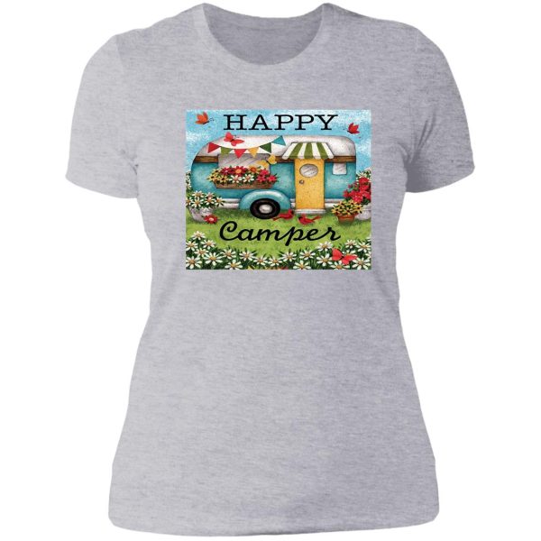 happy camper wallpaper lady t-shirt